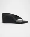 Alaïa Womens Black Thong-strap 75 Wedge-heel Leather Mules In Noir
