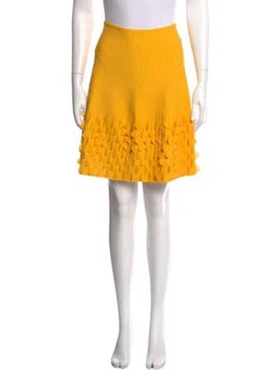Pre-owned Alaïa Scalloped Accent Mini Skirt In Yellow