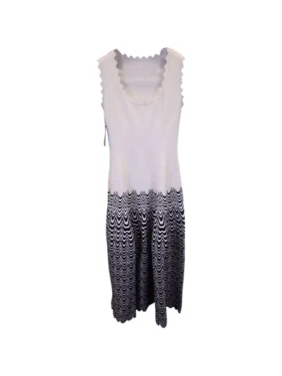 Pre-owned Alaïa Scalloped Knitted Dress In White