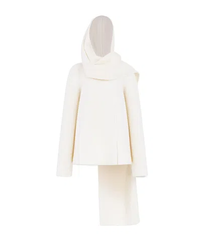 Alaïa Scarf Coat Boiled Wool In Gray