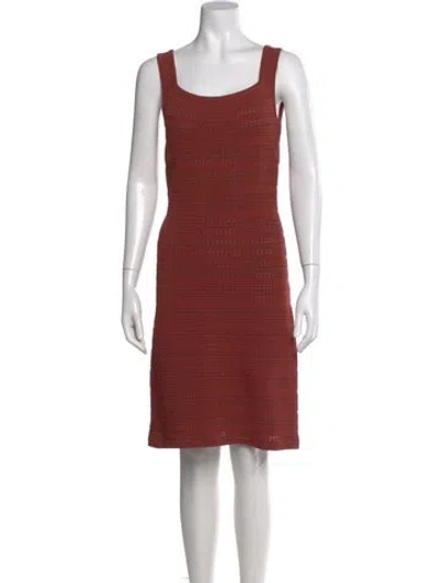Pre-owned Alaïa Scoop Neck Knee-length Dress In Orange