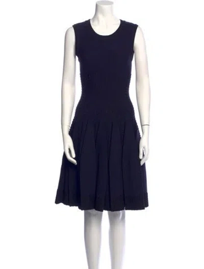 Pre-owned Alaïa Scoop Neck Knee-length Dress W/ Tags In Blue