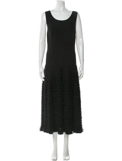 Pre-owned Alaïa Scoop Neck Long Dress In Black