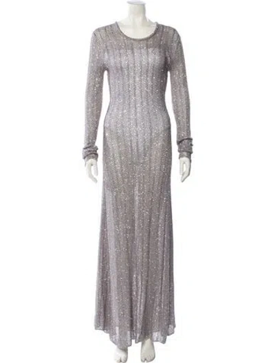 Pre-owned Alaïa Scoop Neck Long Dress In Gray