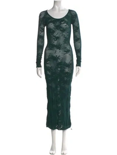 Pre-owned Alaïa Scoop Neck Long Dress In Green