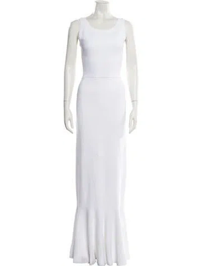 Pre-owned Alaïa Scoop Neck Long Dress In Neutral