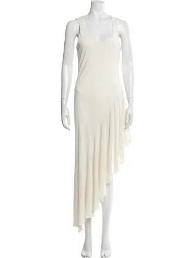 Pre-owned Alaïa Scoop Neck Long Dress In Neutrals