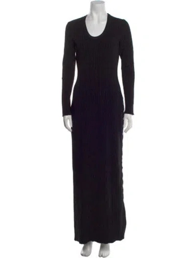 Pre-owned Alaïa Scoop Neck Long Dress W/ Tags In Black