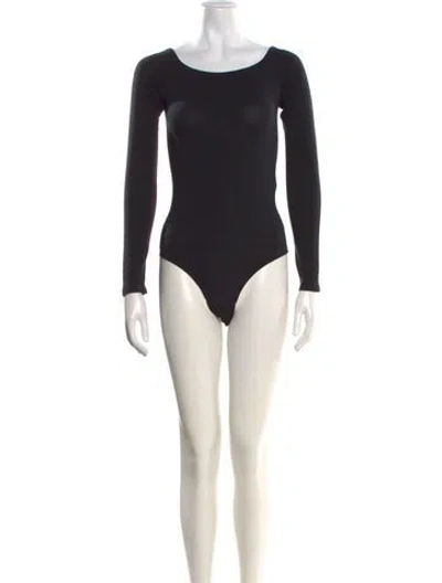 Pre-owned Alaïa Scoop Neck Long Sleeve Bodysuit In Black