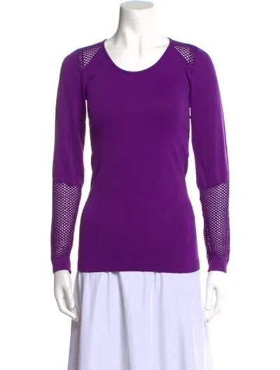 Pre-owned Alaïa Scoop Neck Long Sleeve Top In Purple