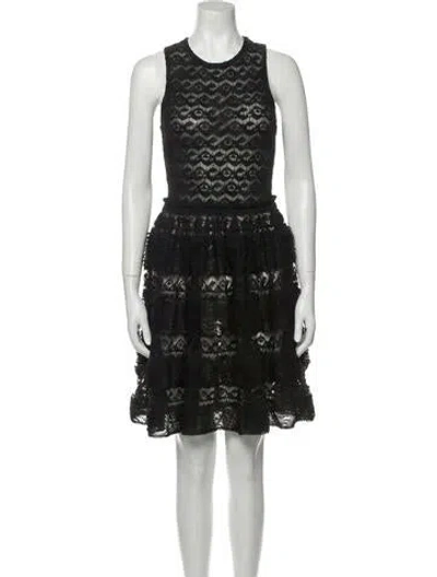 Pre-owned Alaïa Scoop Neck Midi Length Dress In Black