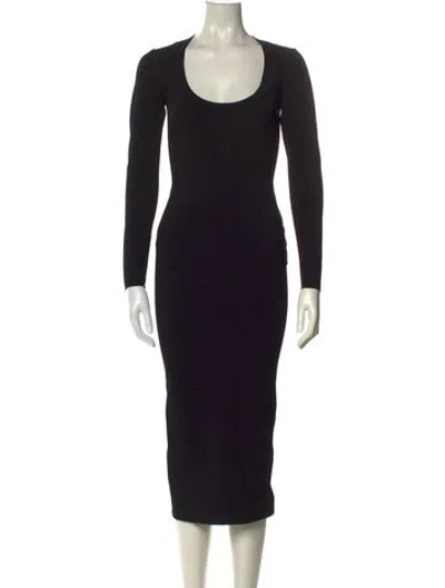 Pre-owned Alaïa Scoop Neck Midi Length Dress In Black