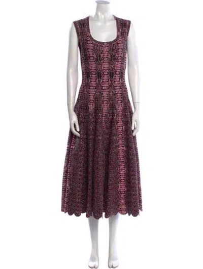Pre-owned Alaïa Scoop Neck Midi Length Dress In Pink