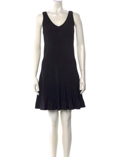 Pre-owned Alaïa Scoop Neck Mini Dress In Black