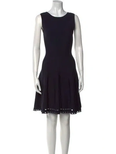 Pre-owned Alaïa Scoop Neck Mini Dress In Blue