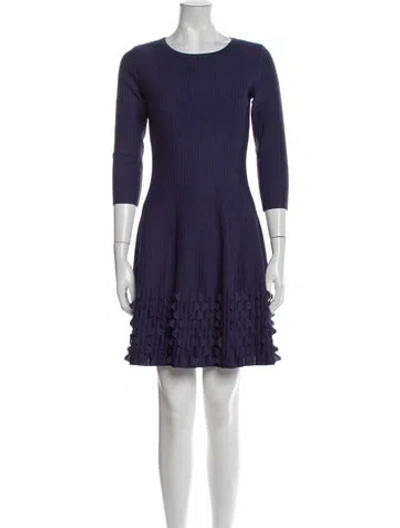 Pre-owned Alaïa Scoop Neck Mini Dress In Blue