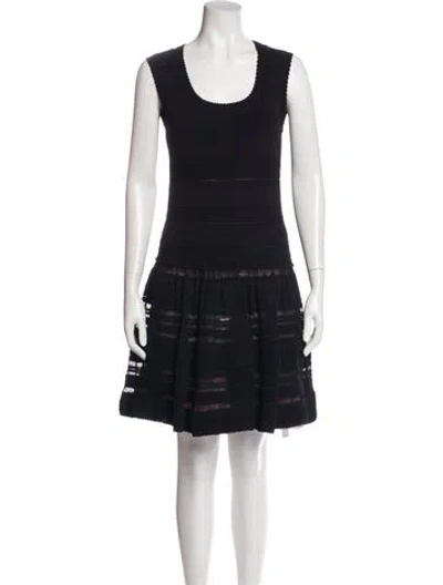 Pre-owned Alaïa Scoop Neck Mini Dress In Blue