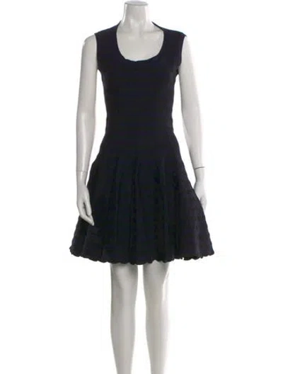 Pre-owned Alaïa Scoop Neck Mini Dress In Blue