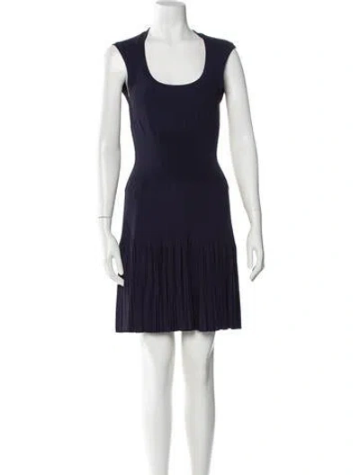 Pre-owned Alaïa Scoop Neck Mini Dress In Blue