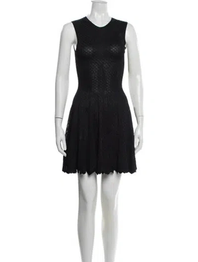 Pre-owned Alaïa Scoop Neck Mini Dress In Blue