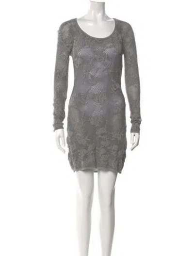 Pre-owned Alaïa Scoop Neck Mini Dress In Gray
