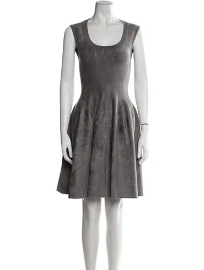 Pre-owned Alaïa Scoop Neck Mini Dress In Gray