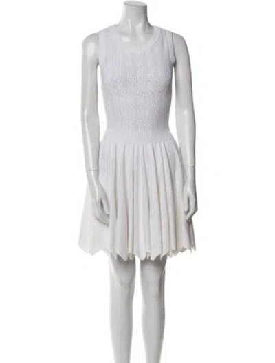 Pre-owned Alaïa Scoop Neck Mini Dress In Neutral