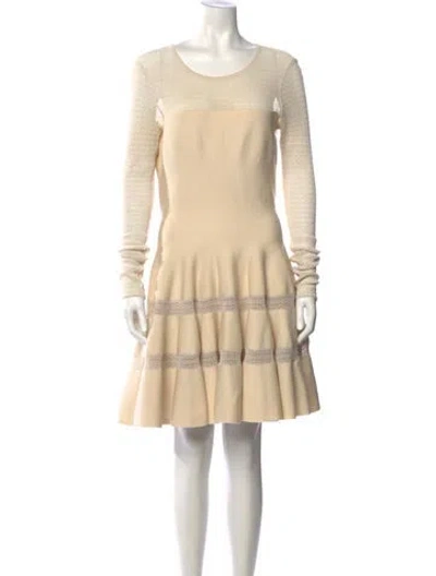 Pre-owned Alaïa Scoop Neck Mini Dress In Neutral
