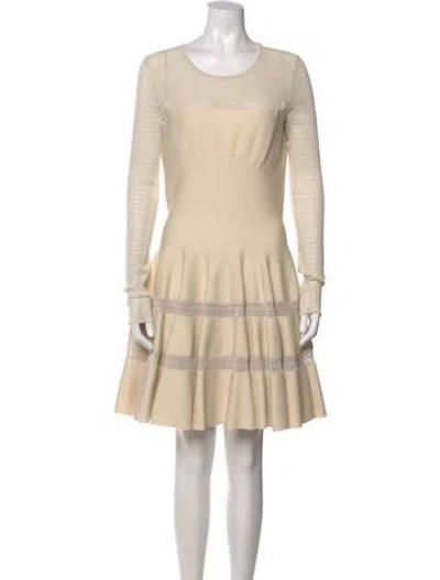 Pre-owned Alaïa Scoop Neck Mini Dress In Neutral