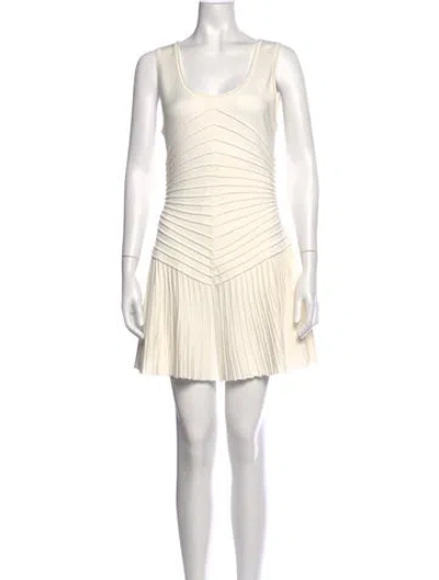 Pre-owned Alaïa Scoop Neck Mini Dress In Neutral