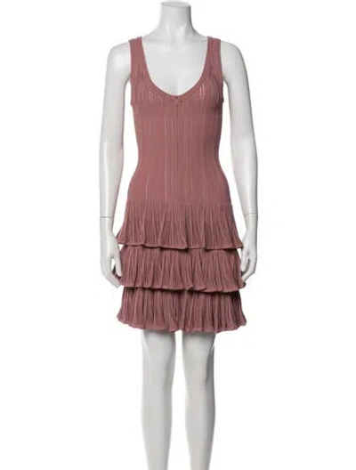 Pre-owned Alaïa Scoop Neck Mini Dress In Pink