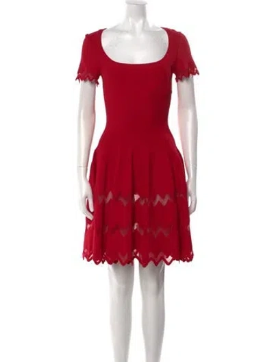 Pre-owned Alaïa Scoop Neck Mini Dress In Red