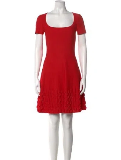 Pre-owned Alaïa Scoop Neck Mini Dress In Red