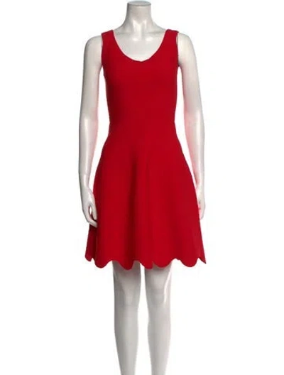 Pre-owned Alaïa Scoop Neck Mini Dress In Red