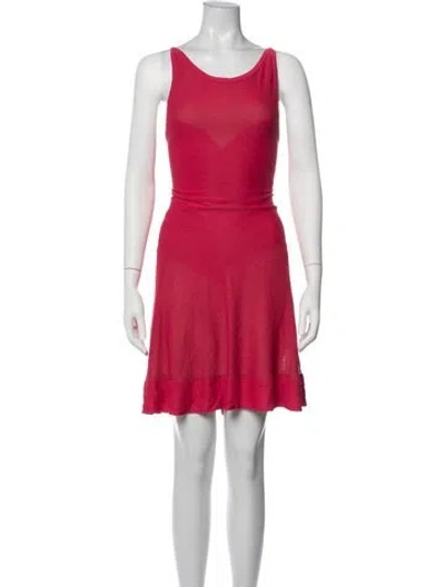 Pre-owned Alaïa Scoop Neck Mini Dress In Red
