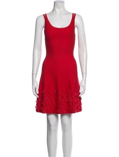 Pre-owned Alaïa Scoop Neck Mini Dress In Red