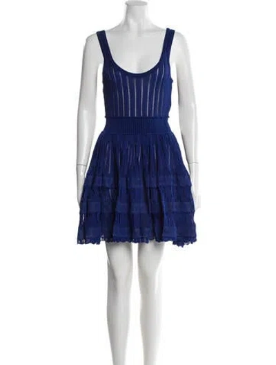 Pre-owned Alaïa Scoop Neck Mini Dress W/ Tags In Blue