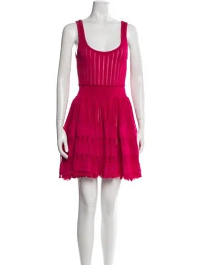 Pre-owned Alaïa Scoop Neck Mini Dress W/ Tags In Pink