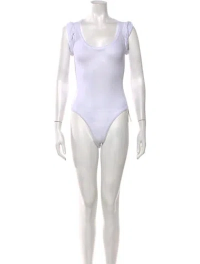 Pre-owned Alaïa Scoop Neck Short Sleeve Bodysuit In White