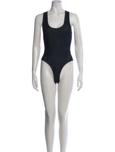 Pre-owned Alaïa Scoop Neck Sleeveless Bodysuit In Blue