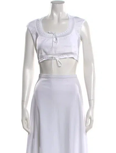 Pre-owned Alaïa Scoop Neck Sleeveless Crop Top In White