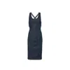 Alaïa Stretch Denim Midi Dress With Open Back