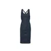 Alaïa Stretch Denim Midi Dress With Open Back In Blue