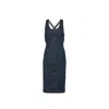 Alaïa Stretch Denim Midi Dress With Open Back In Blue