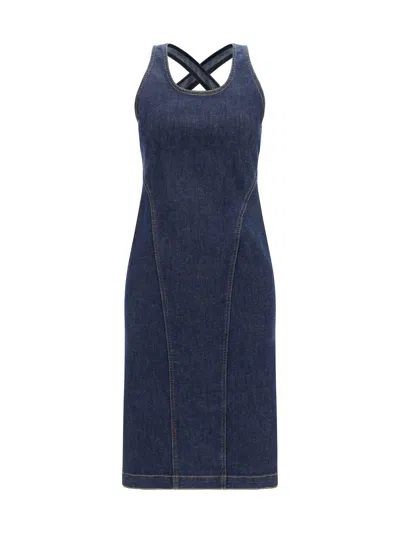 Alaïa Sculpt Dress In Bleu Denim