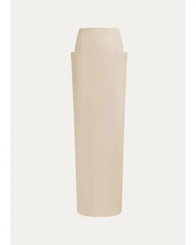 Alaïa Sculpted Column Maxi Skirt In Blanc