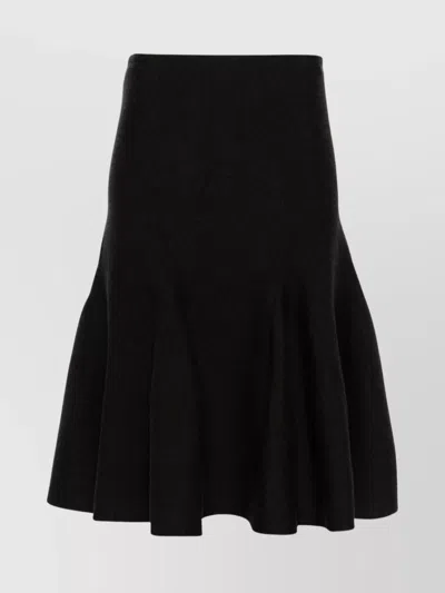 Alaïa Black Godet Knit Midi Skirt