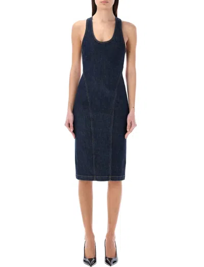 ALAÏA SCULPTING DENIM DRESS