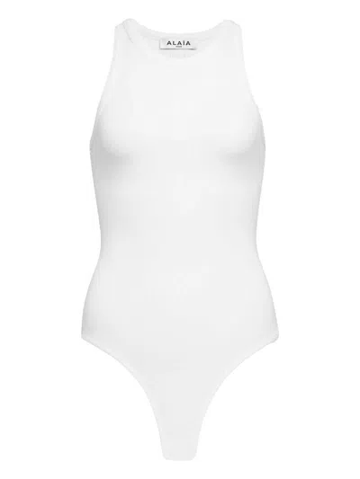 Alaïa Sculpting Rib Jersey Bodysuit Clothing In White