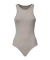 Alaïa Sculpting Rib Jersey Bodysuit In Gray